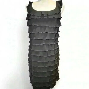 Maggy Boutique Women's Black Ruffle Tiered Sleeveless Dress Size 10P